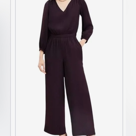 Loft Dark Purple Drape Jumpsuit - Picture 1 of 7